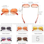 Design Rimless Fashion Cat Eye Gradient Driving UV400 Clear Vintage Sunglasses