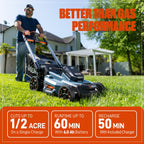 21" 60V Electric Push Lawn Mower, Cordless Push Mower with 6.0Ah Battery &amp; Charger, 7-Height Adjustment, LED Light (Note: Battery &amp; Mower Shipped Separately)