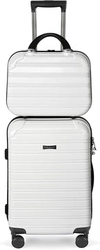 Luggage Set 2PCS Suitcase PC+ABS Carry On Luggage with Spinner Wheels, White 2-Piece Set(14/20) (968)