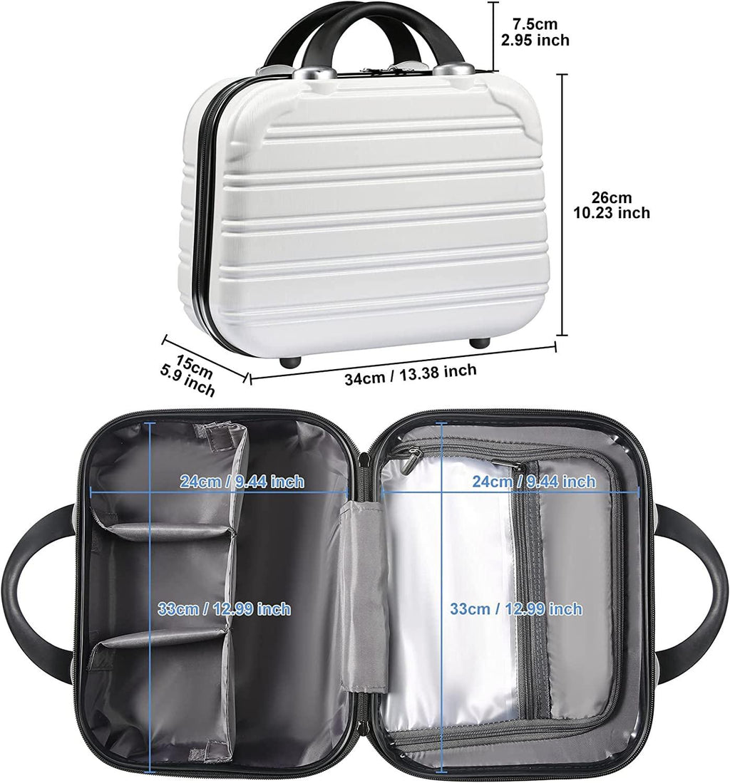 Luggage Set 2PCS Suitcase PC+ABS Carry On Luggage with Spinner Wheels, White 2-Piece Set(14/20) (968)