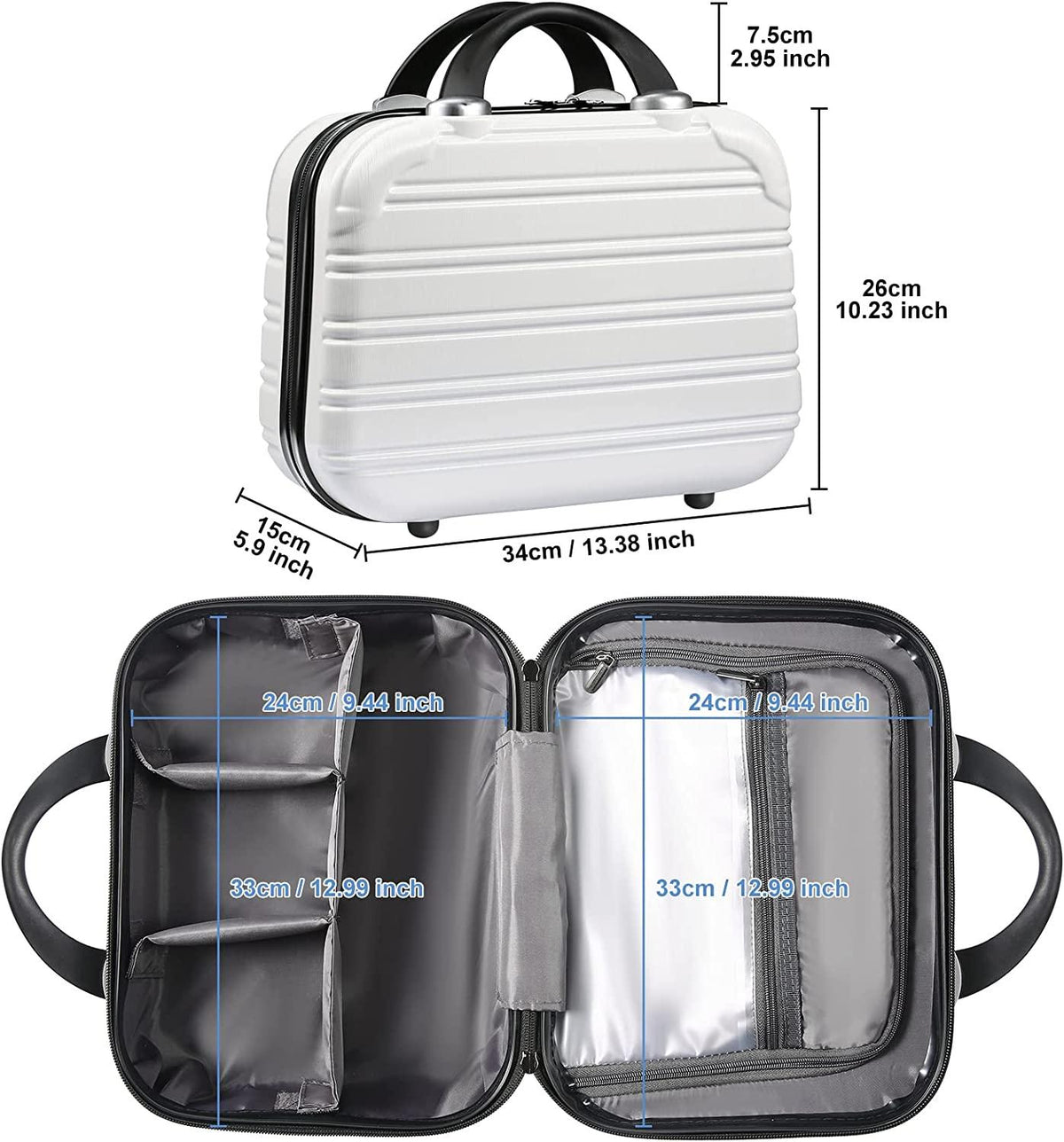Luggage Set 2PCS Suitcase PC+ABS Carry On Luggage with Spinner Wheels, White 2-Piece Set(14/20) (968)