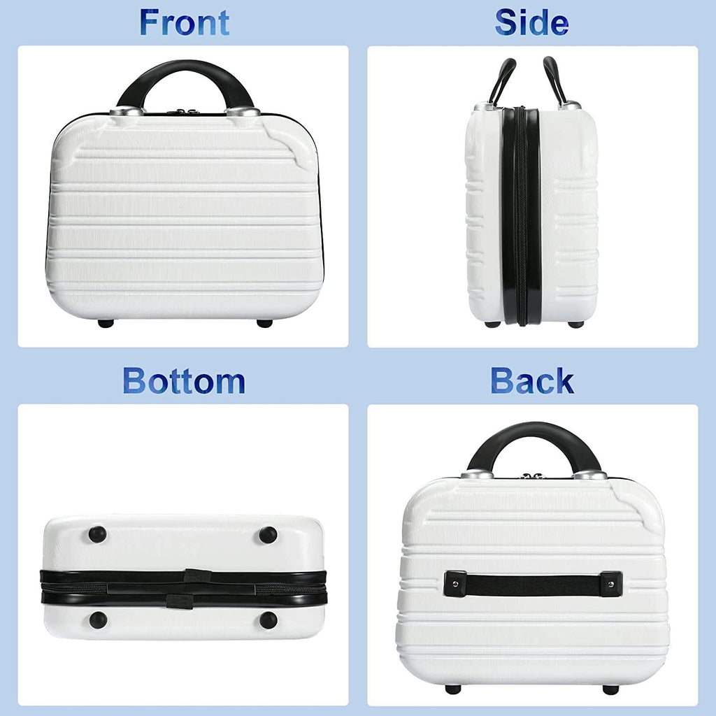Luggage Set 2PCS Suitcase PC+ABS Carry On Luggage with Spinner Wheels, White 2-Piece Set(14/20) (968)