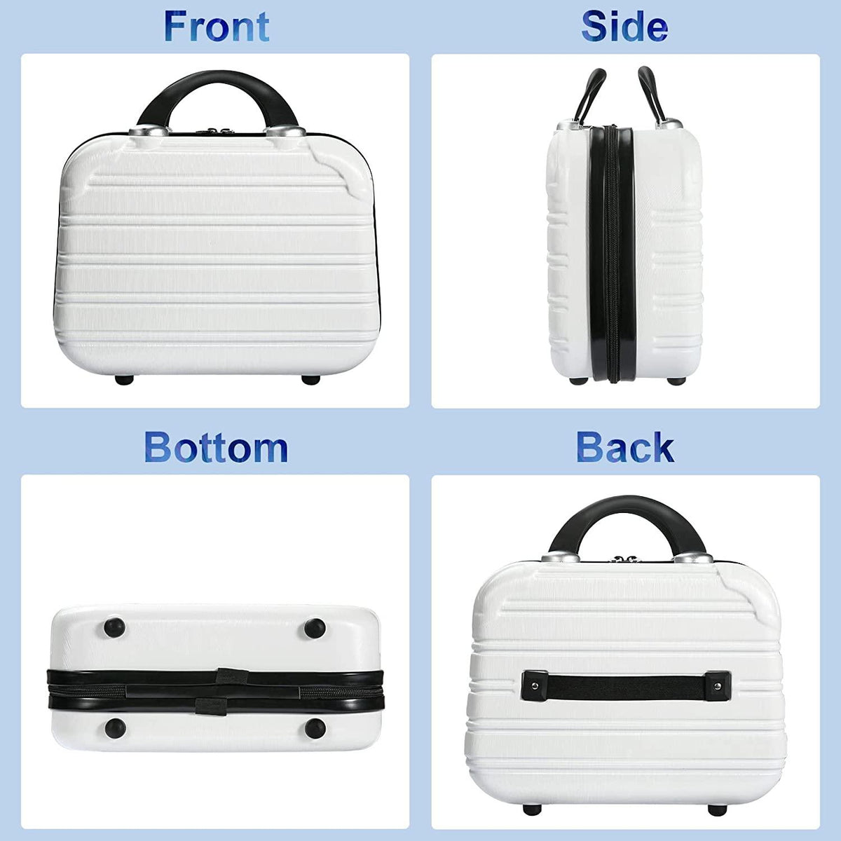 Luggage Set 2PCS Suitcase PC+ABS Carry On Luggage with Spinner Wheels, White 2-Piece Set(14/20) (968)