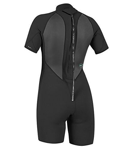 ONeill Wetsuits ONeill Womens Reactor-2 2mm Back Zip Short Sleeve Spring Wetsuit, Black/Black, 6