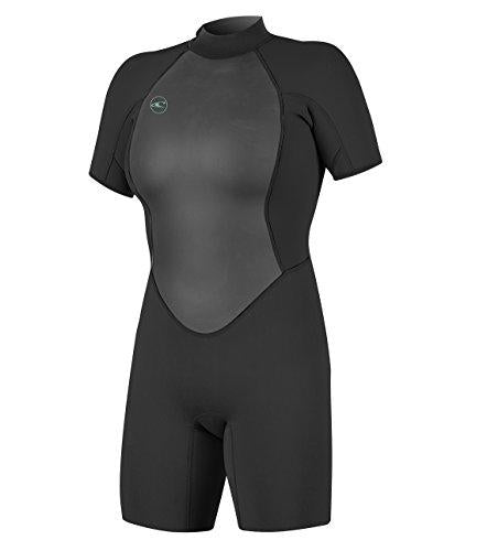 ONeill Wetsuits ONeill Womens Reactor-2 2mm Back Zip Short Sleeve Spring Wetsuit, Black/Black, 6