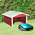 Robotic Lawn Mower Gara28.3"x34.3"x19.7", Wooden Lawn Mower Garafor Outdoor Red and White Firwood