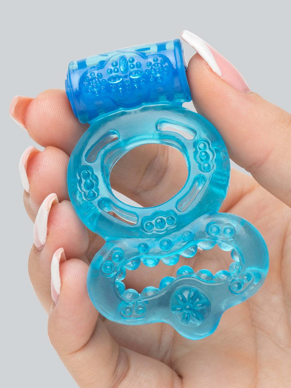 BASICS Vibrating Twin Cock Ring, Blue
