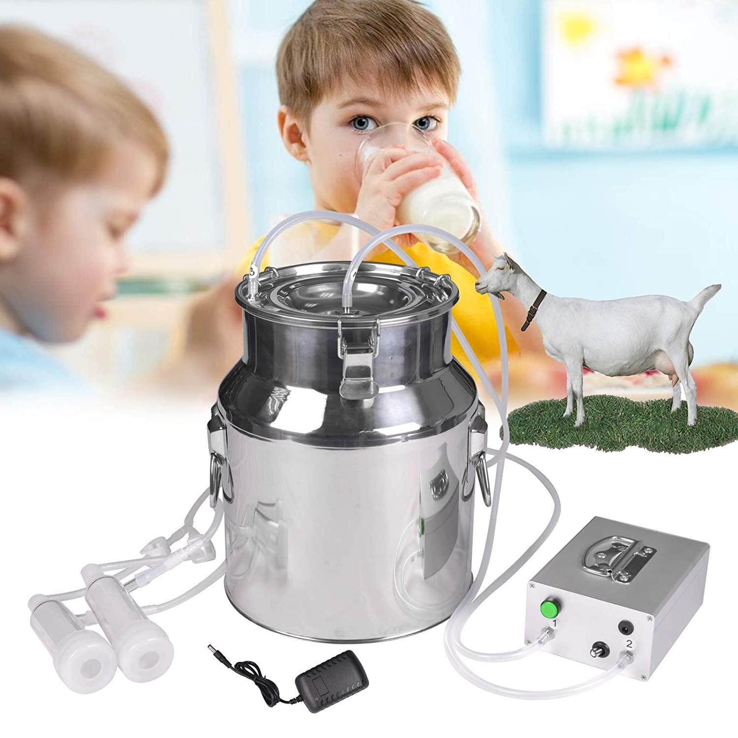 goat milking machine pump milker machine auto-stop device for goat livestock household farm stainless steel food grade bucket milking device (14l)