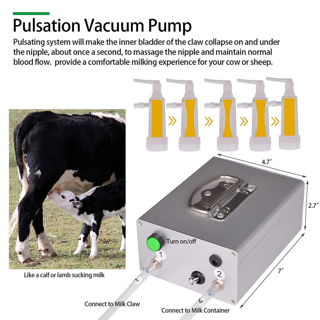 goat milking machine pump milker machine auto-stop device for goat livestock household farm stainless steel food grade bucket milking device (14l)