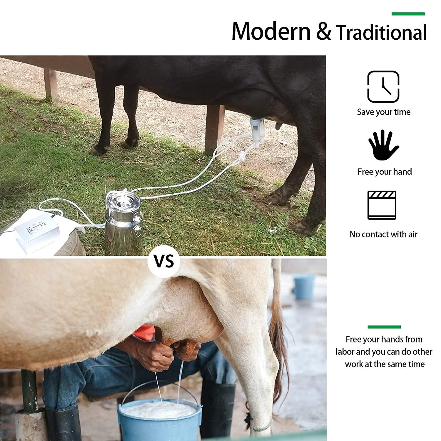 goat milking machine pump milker machine auto-stop device for goat livestock household farm stainless steel food grade bucket milking device (14l)