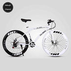XIAZHOU Men and Female Road 24-Speed 26-inch Bicycle (only Adult) high Carbon Steel Frame Road Bike Race Wheel Double disc Brake Bike 5-27, White (Color : Black)