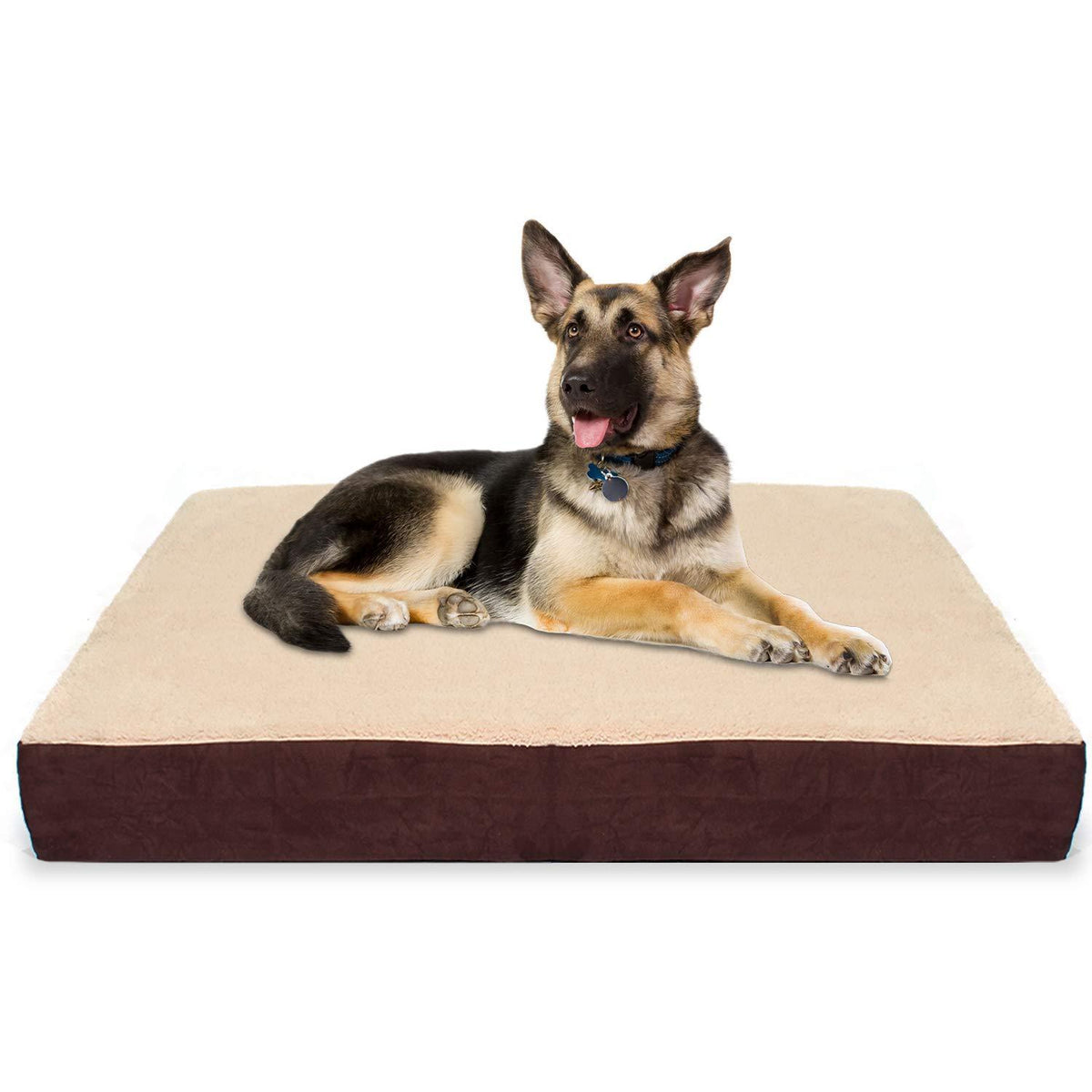 KOPEKS Rectangular Orthopedic Memory Foam Dog Bed - Includes Waterproof Inner Protector &amp; Removable Cover