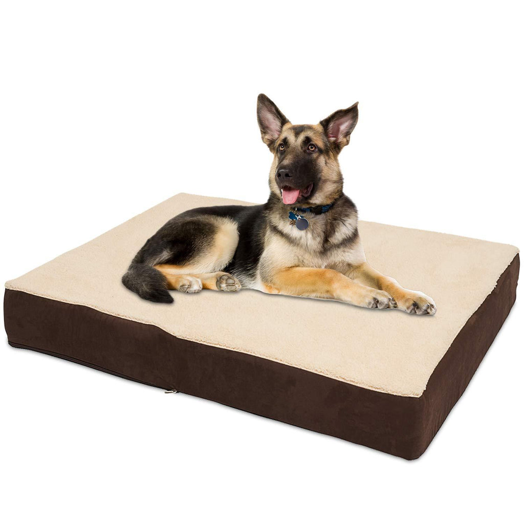 KOPEKS Rectangular Orthopedic Memory Foam Dog Bed - Includes Waterproof Inner Protector &amp; Removable Cover