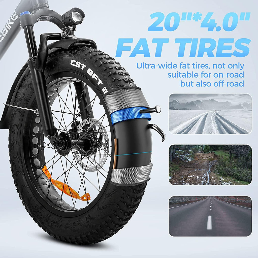 750W Electric Mountain Bike 25Mph 4 inich Fat Tire Electric Bike for Adult, 48V 13Ah Removable Battery Electric Bicycles LCD Display with USB