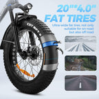 750W Electric Mountain Bike 25Mph 4 inich Fat Tire Electric Bike for Adult, 48V 13Ah Removable Battery Electric Bicycles LCD Display with USB