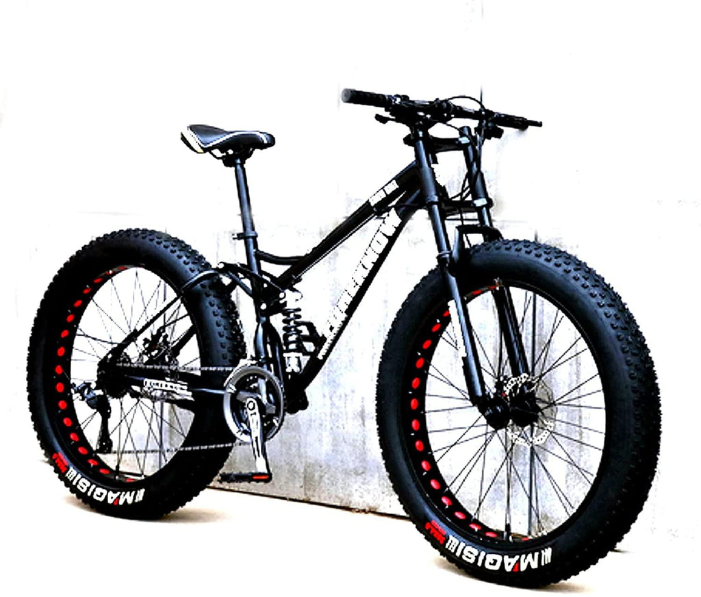 CHICAI 24/26-inch Adult High Carbon Steel Cross Country Bike Mountain Bike 21/24/27/30 Speed Bike Full Suspension Bike Equipped with Double Disc Brake Mountain Bike