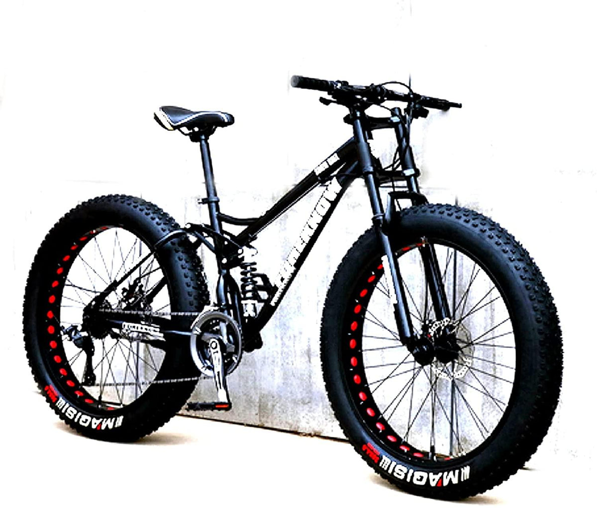 CHICAI 24/26-inch Adult High Carbon Steel Cross Country Bike Mountain Bike 21/24/27/30 Speed Bike Full Suspension Bike Equipped with Double Disc Brake Mountain Bike