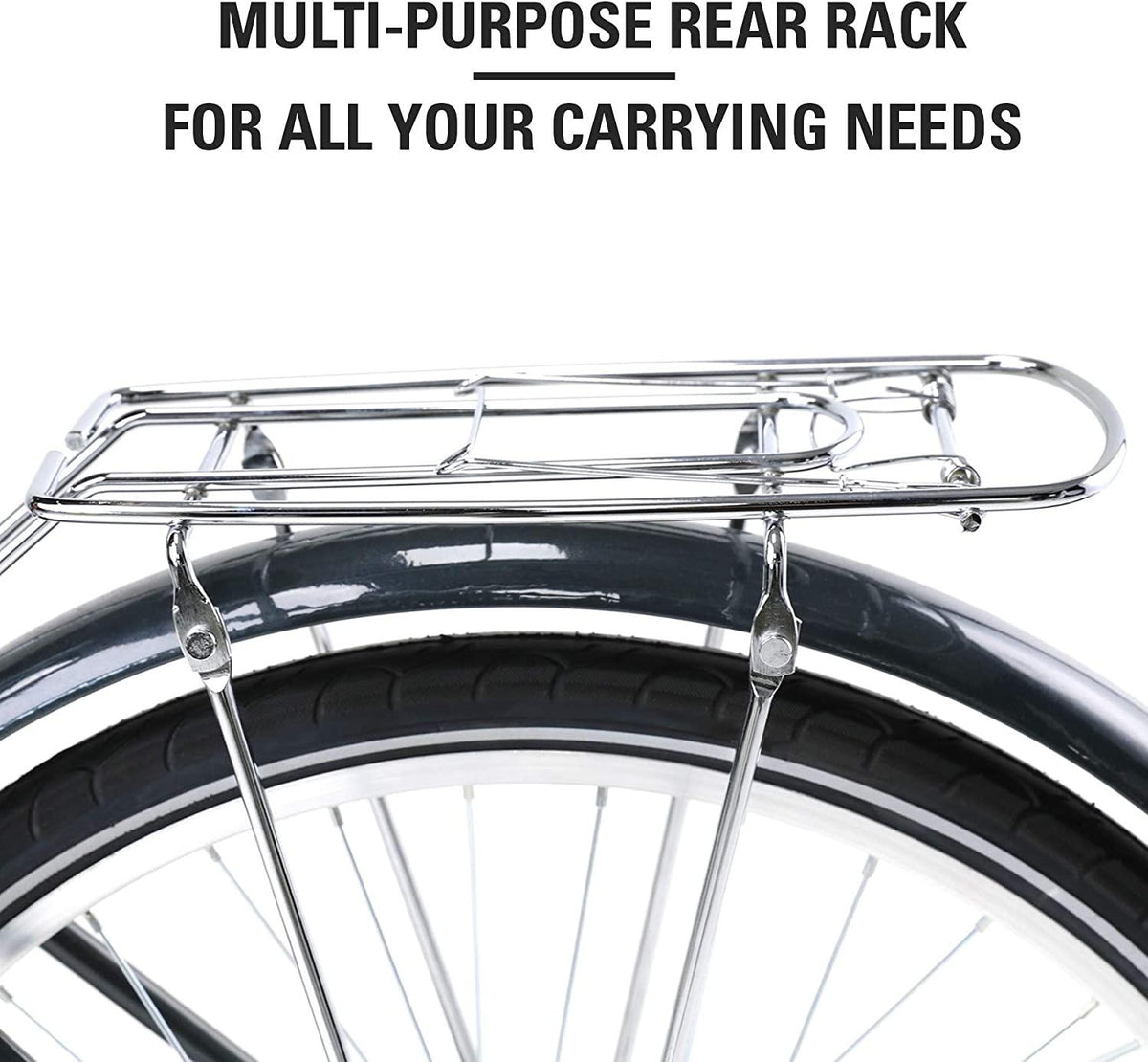 Viribus 24" or 26" Wheels Cruiser Bike, Single Speed Beach Comfortable Commuter Bicycle, High-Carbon Steel Frame, Front Basket &amp; Bell, v-Brake Rear Racks, 85% preinstalled Cream or Blue