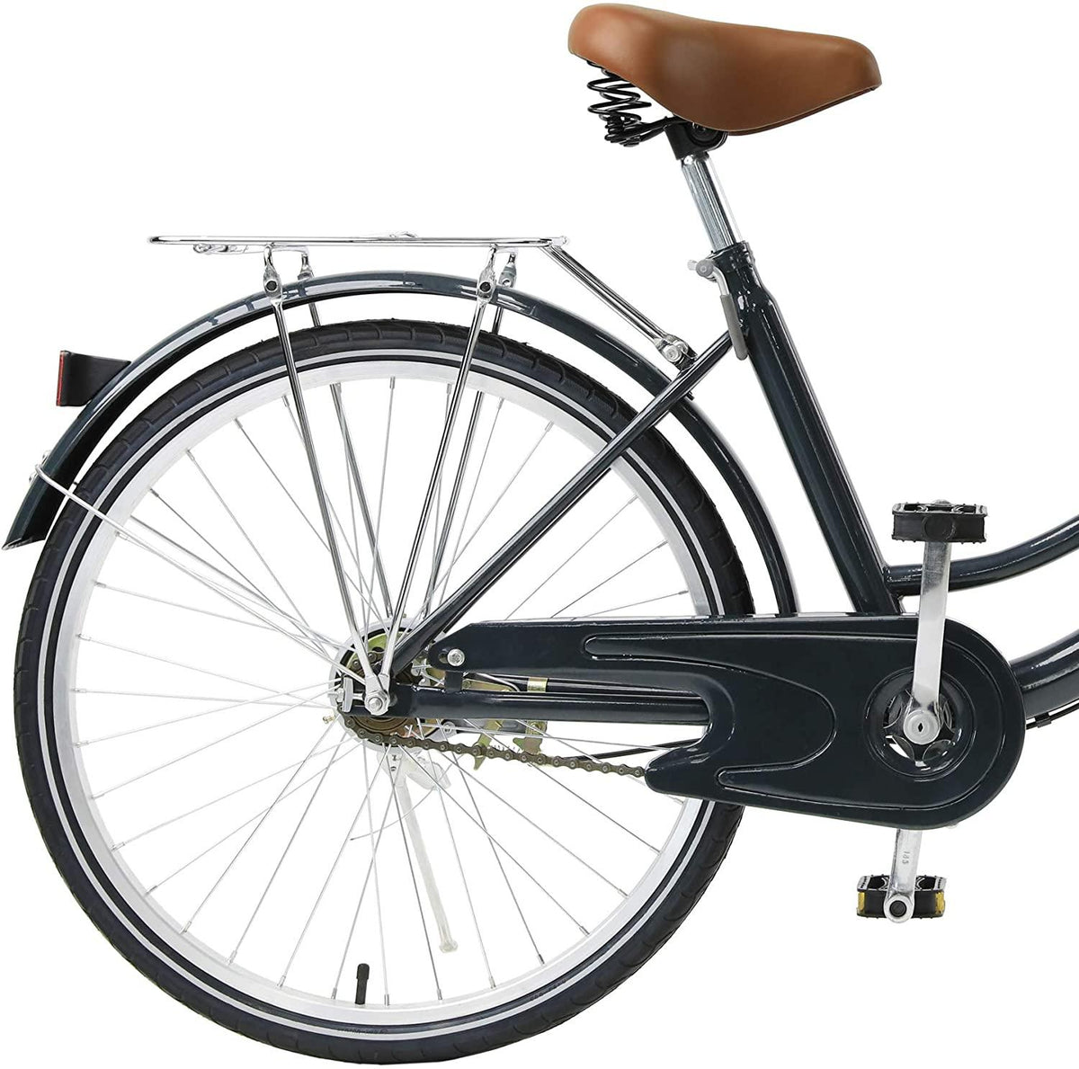 Viribus 24" or 26" Wheels Cruiser Bike, Single Speed Beach Comfortable Commuter Bicycle, High-Carbon Steel Frame, Front Basket &amp; Bell, v-Brake Rear Racks, 85% preinstalled Cream or Blue