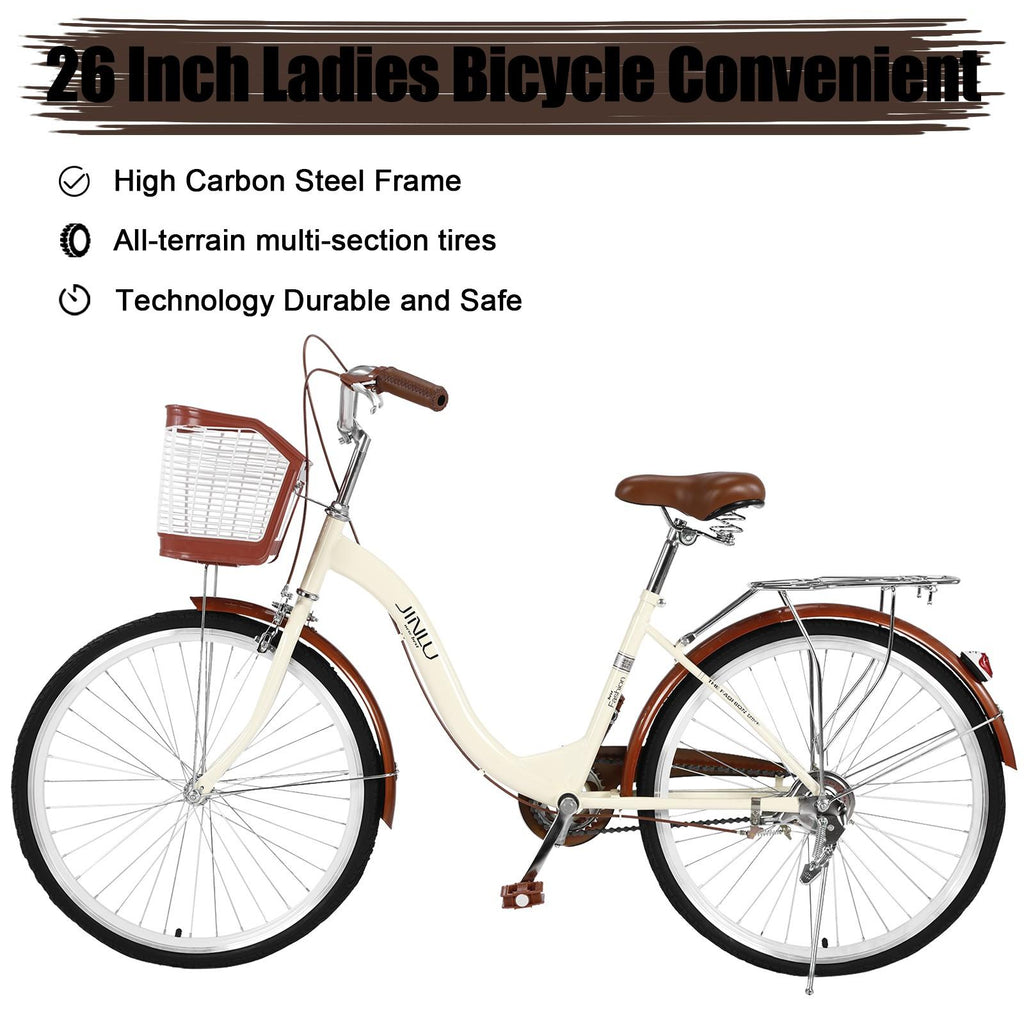 26 Inch Classic Bicycle Retro Bicycle Beach Cruiser Bicycle Retro Bicycle,Cruiser Bikes,Yellow