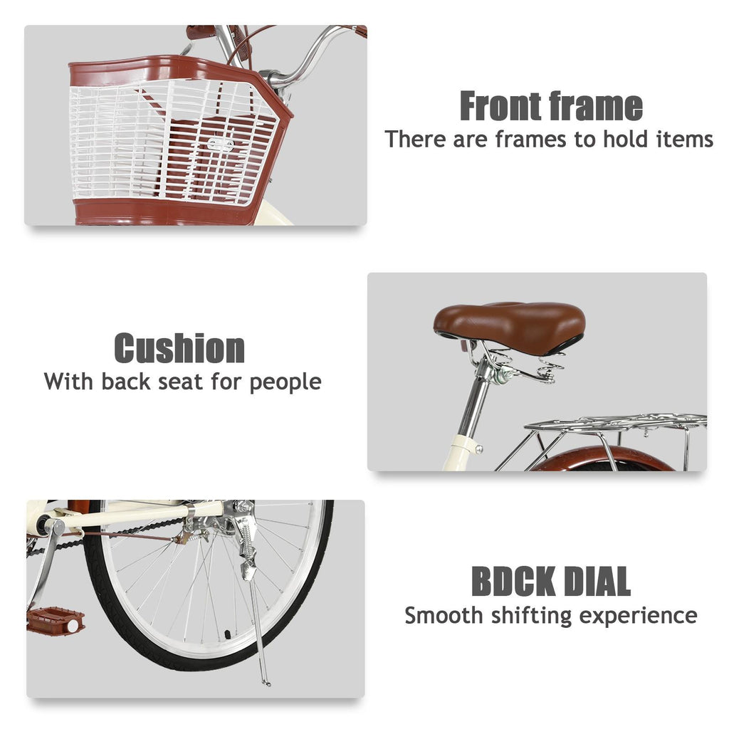 26 Inch Classic Bicycle Retro Bicycle Beach Cruiser Bicycle Retro Bicycle,Cruiser Bikes,Yellow