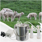 dishengzhen goat milking machine electric, 7l pulsation vacuum pump sheep milker, stainless steel food grade milking device, automatic portable livestock milking