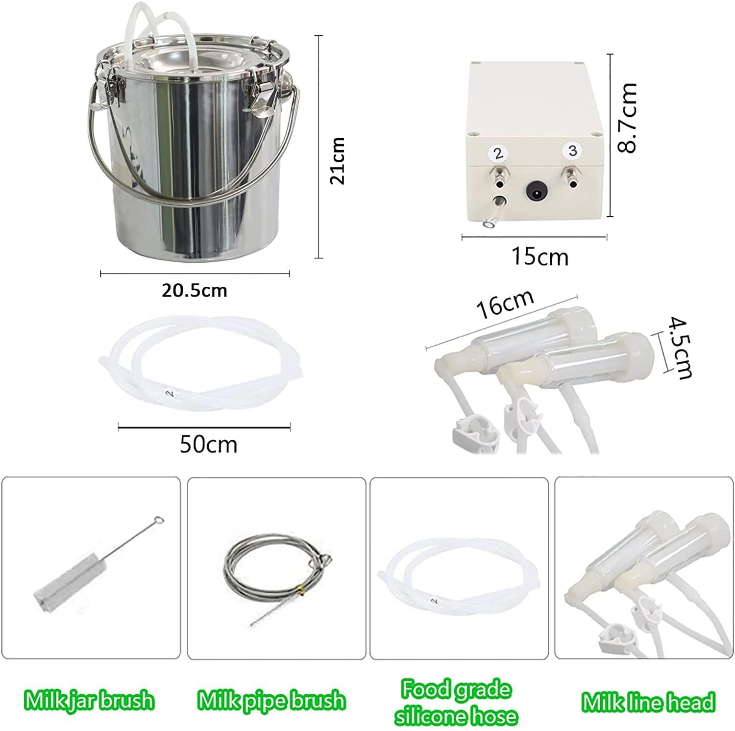 dishengzhen goat milking machine electric, 7l pulsation vacuum pump sheep milker, stainless steel food grade milking device, automatic portable livestock milking
