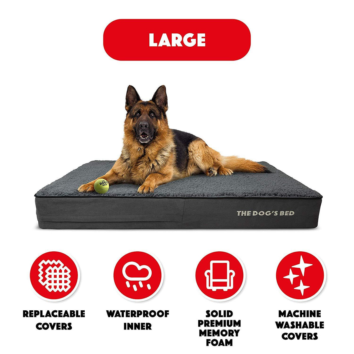 Dogs Bed Orthopedic Dog Bed, Premium Memory Foam S-XXXL, Waterproof, Dog Pain Relief for Arthritis, Hip &amp; Elbow Dysplasia, Post Surgery, Lameness, Senior Supportive, Calming Bed, Washable Cover