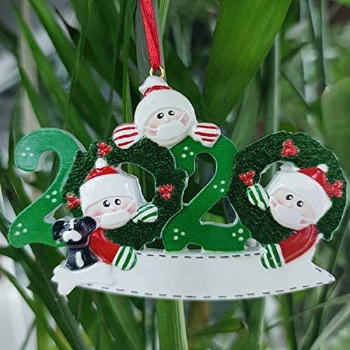 GANFANREN 2020 Christmas Pendant Santa Claus with Mask Stayed Home Hanging Ornaments Family Decoration Gift Christmas Drop Ornament (Size : 3 people)