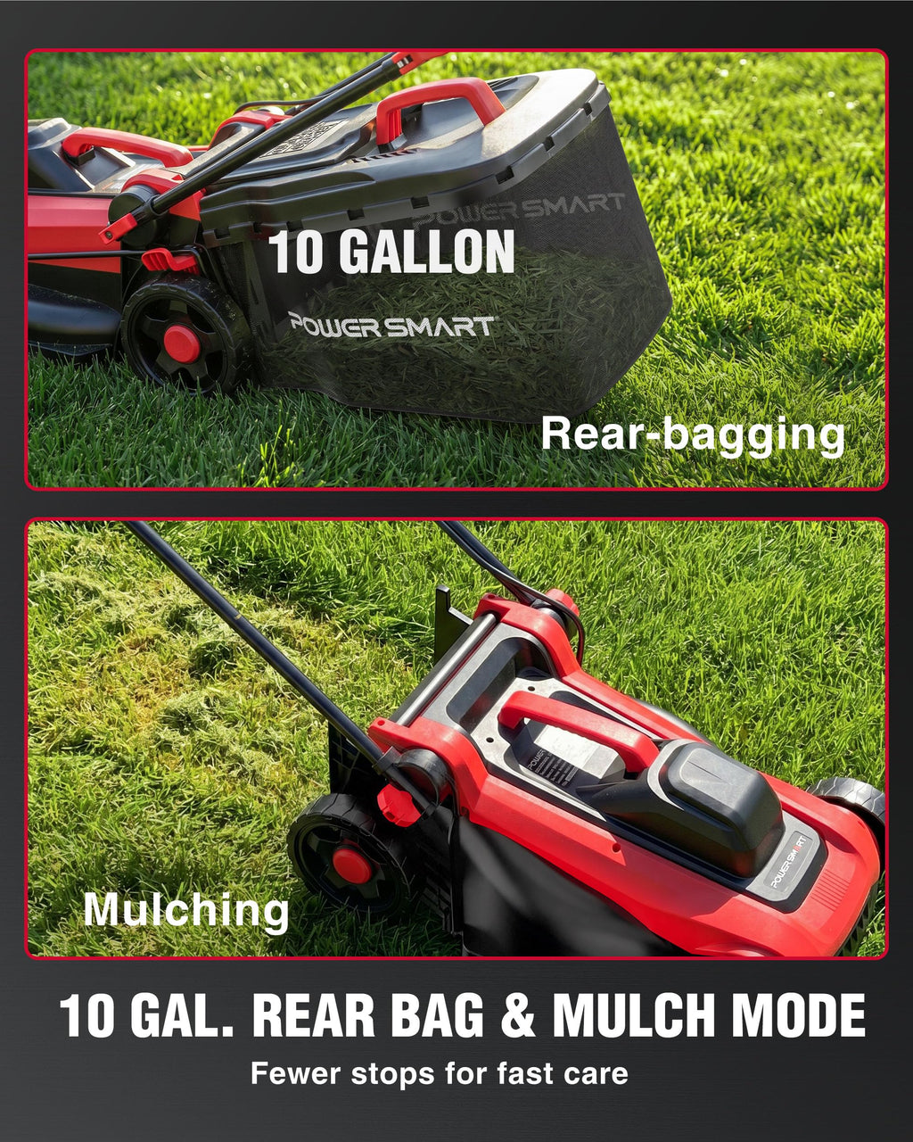 Corded Electric Lawn Mower, 14", 12.5 Amp, 6 Heights, 10 Gal Bag | Lightweight 28.2 lb; Vertical Storage; 3-Position Ergo Handle; 1"-3" Single-Lever Cut; 2-in-1 Mulch &amp; Bag