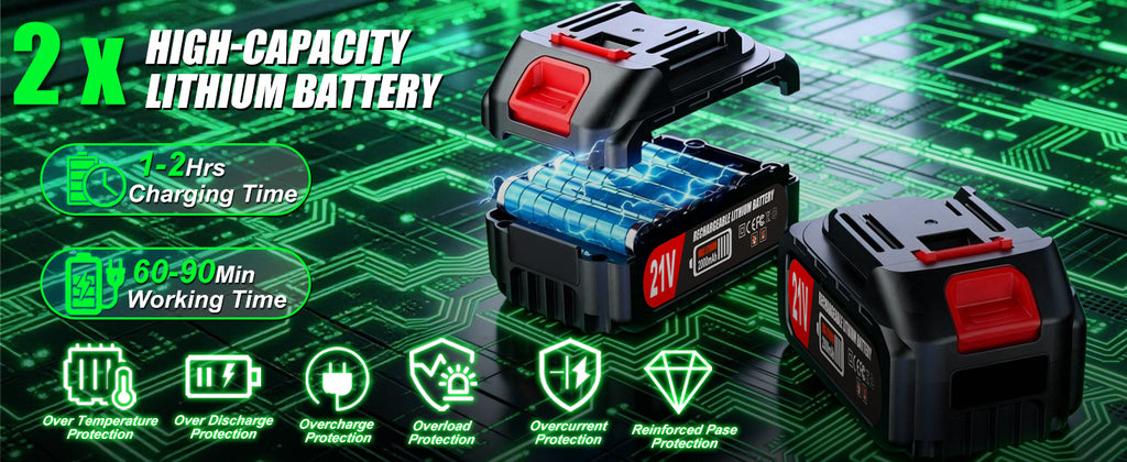 21V Electric Weed Wacker, Cordless Weed Eater Battery Powered, Lightweight Stringless Weed Trimmer with 2 Battery Operated &amp; Wheels, 4 in 1 Grass Trimmer/Brush Cutter/Lawn Edger/Mower for Garden Yard