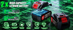 21V Electric Weed Wacker, Cordless Weed Eater Battery Powered, Lightweight Stringless Weed Trimmer with 2 Battery Operated &amp; Wheels, 4 in 1 Grass Trimmer/Brush Cutter/Lawn Edger/Mower for Garden Yard
