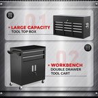 8-Drawers Rolling Tool Chest, Assembled Tool Chest with Wheels, Detachable Top Tool Box, Tool Cabinet for Repair Room,Warehouse, Rolling Tool Box with Hooks,Tray Divider,Liners(Black)
