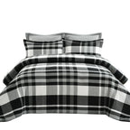 Lush Decor Farmhouse Yarn Dyed Plaid Eco-Friendly Recycled Cotton Reversible Comforter, King, Black/White, 5-Pc Set