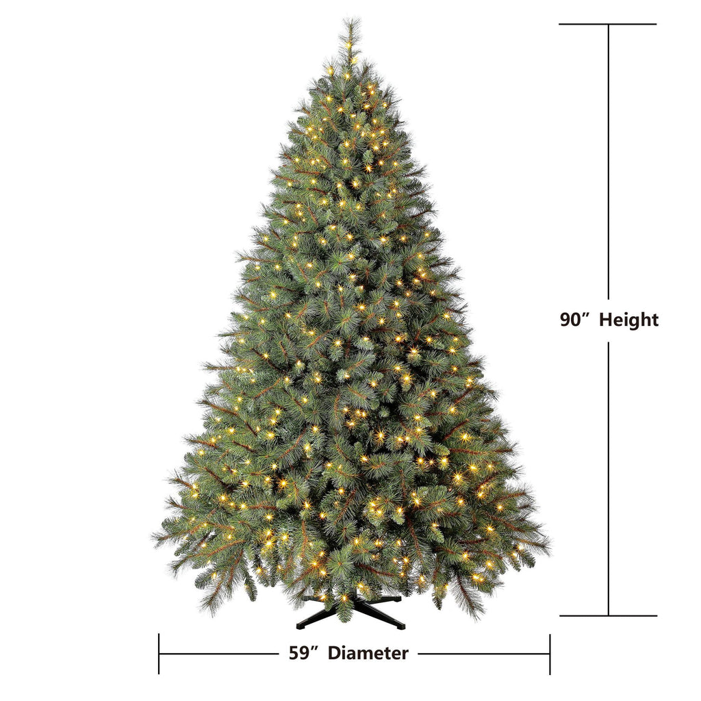 Holiday Time Prelit 600 LED Clear Lights, Prescott Pine Artificial Christmas Tree, 7.5'