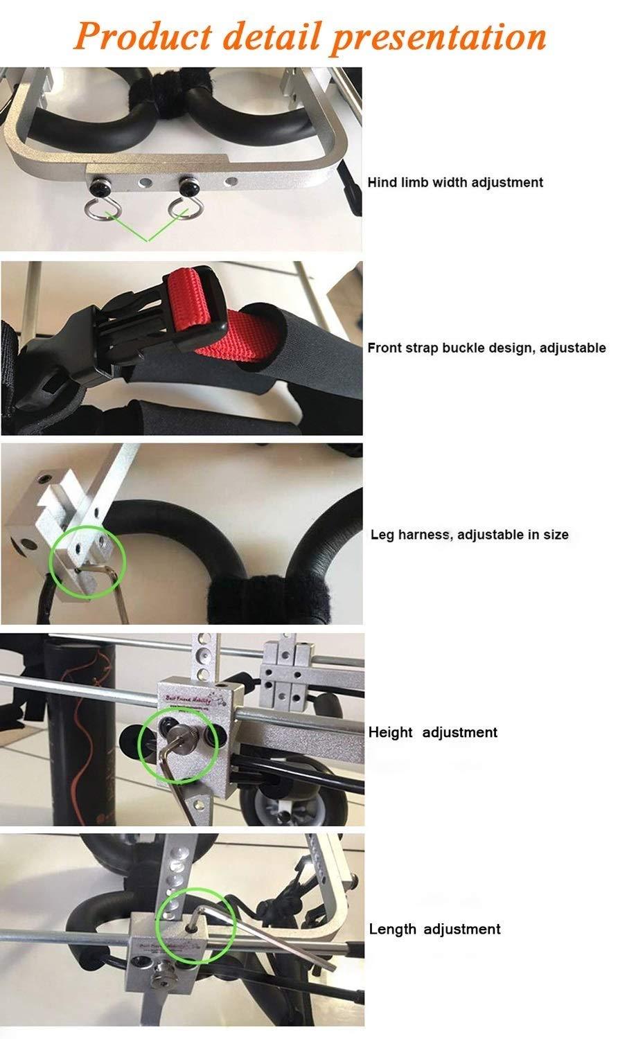 ZHIJIA Pet Disabled Wheelchair Disabled Pet Wheelchair 2 Rounds Dog Hind Leg Moped Light Weight Adjustable Multi-Size Optional