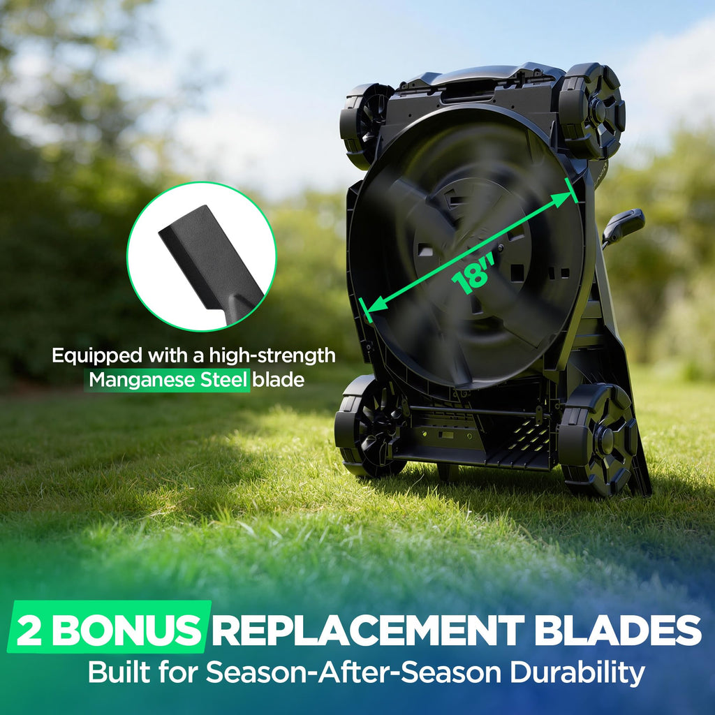 18" 40V Cordless Lawn Mower for Small to Medium Yards, Capable of Gas-Like Cuts with Brushless Motor, Used for Mulching/Bagging, 6 Heights for Seasonal Grass, Dual 5.0Ah Batteries Included