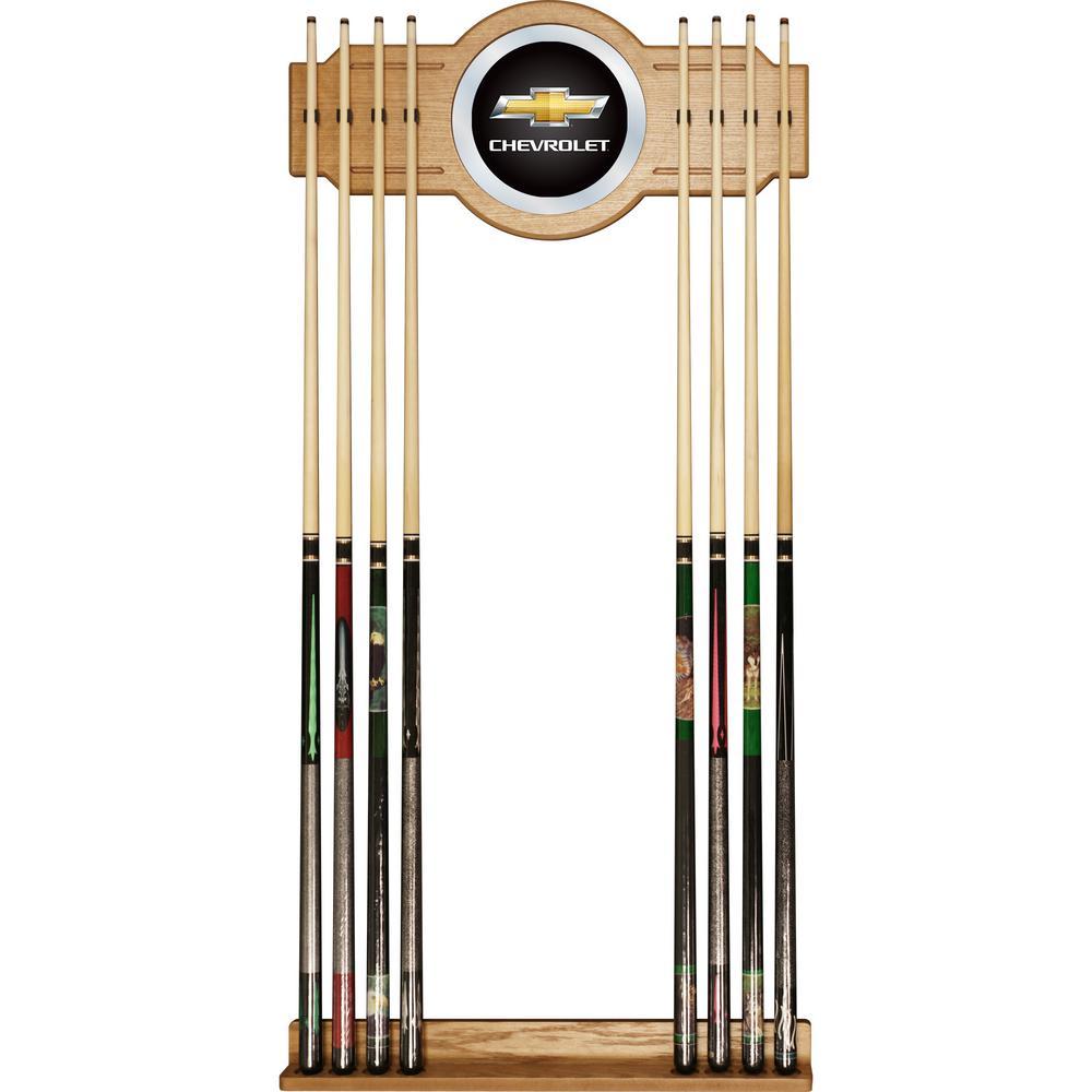 Chevrolet 30 in. Wooden Billiard Cue Rack with Mirror
