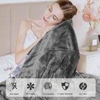 Electric Blanket Size with Dual Controllers, 10 Heating Levels&amp; 12 hours Auto-off, Overheat Protection, Grey