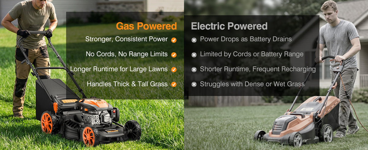 21” Self Propelled Lawn Mower Gas, 170CC 4-in-1 Mulch/Rear Bag/Side Discharge/Rear Discharge, Walk-Behind Gas Lawnmower with 7-Position Cutting Height, Foldable Gas Powered Lawn Mowers