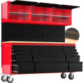 72" Rolling Tool Chest with 15 Drawers - Heavy Duty GaraWorkbench with Power Strip & Pegboard - 18" Deep 1.2" Thick Solid Top, Lockable Tool StoraCabinet for Professional Mechanic