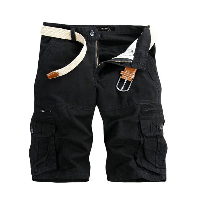 New Men Plaid Pockets Cargo Short Casual Pants