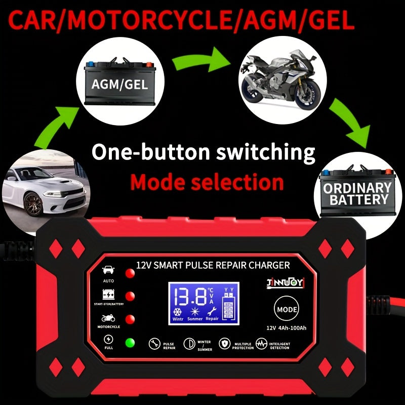 6A 12V Digital Car Battery Charger Fully Automatic Repair CharFor Car Motorcycle SUV Stea Battery Charger Car Accessories