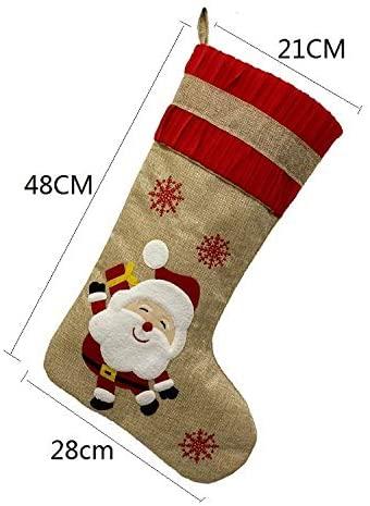 ZMDZA 4PS Christmas Decorations Santa Snowman Elk Stockings Xmas Flax StocTree Pendant Socks Gift Bag Merry Christmas