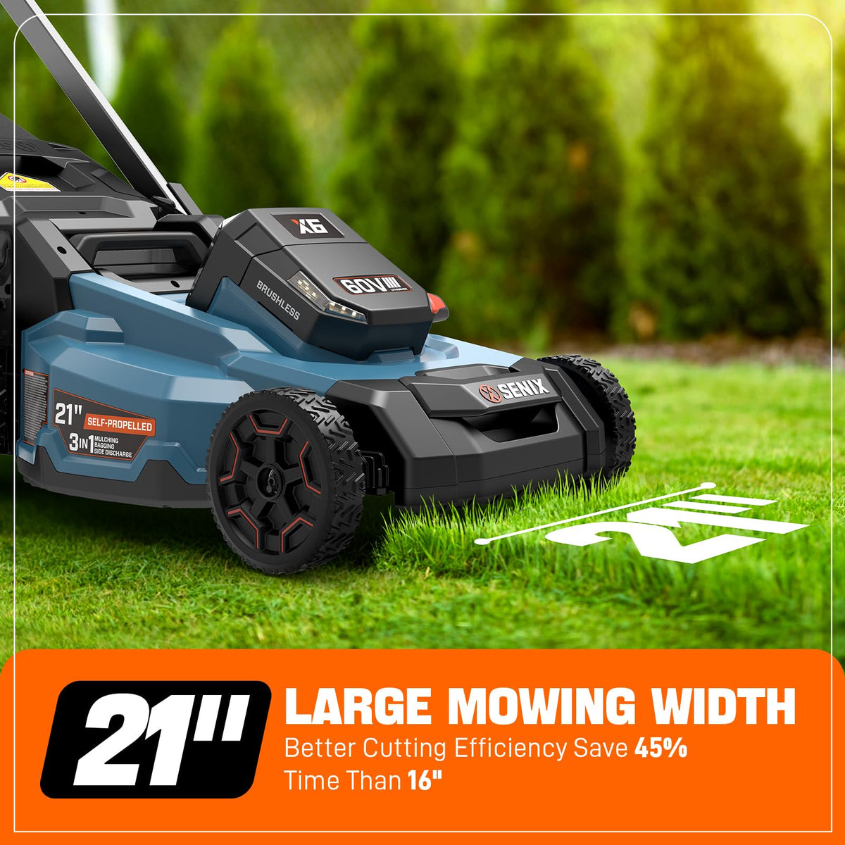X6 60V Max 21" Self-Propelled Mower, 3-in-1 w/ 8Ah Battery &amp; Charger, Smart Display, 7-Level Adj. (Note: Battery &amp; Mower Shipped Separately)