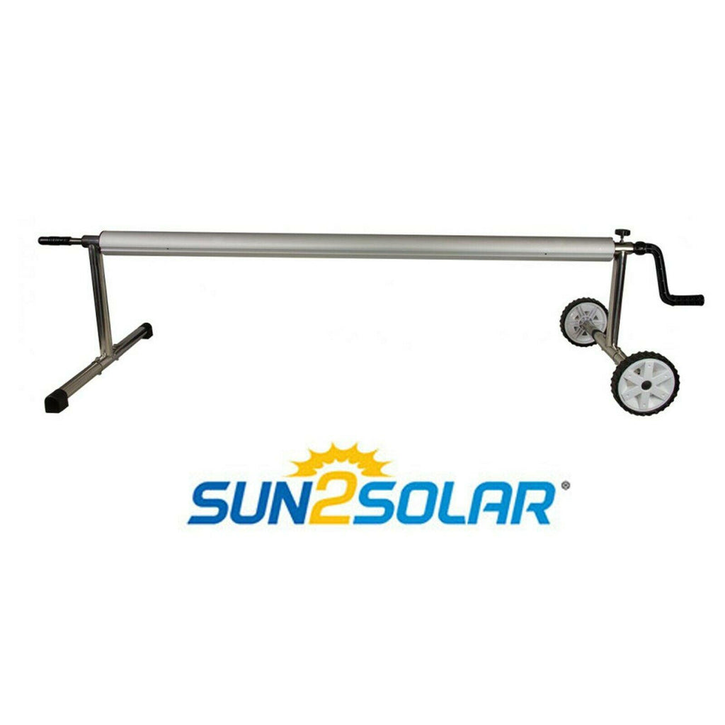 sun2solar stainless steel swimming pool solar cover reel w/ tube - 20' ft wide