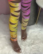 tie dye print cutout high waisted skinny pants