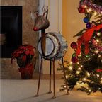 33 in. Tall Weathered Barrel Reindeer With Warm White LED Lights