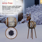 33 in. Tall Weathered Barrel Reindeer With Warm White LED Lights