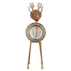 33 in. Tall Weathered Barrel Reindeer With Warm White LED Lights